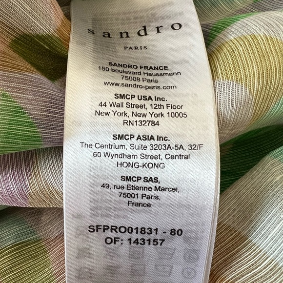 Sandro Green Athena Circle Print Linen & Silk Shirtdress, Size 36 - Picture 7 of 8